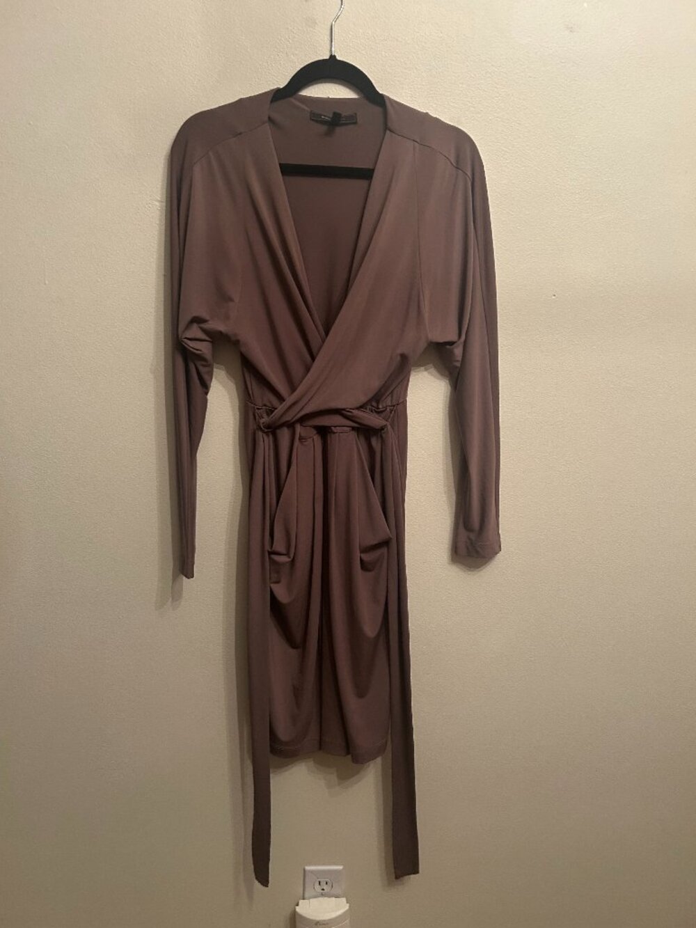 BCBGMaxazria Wrap front Dress in Beige/Olive Green Size S